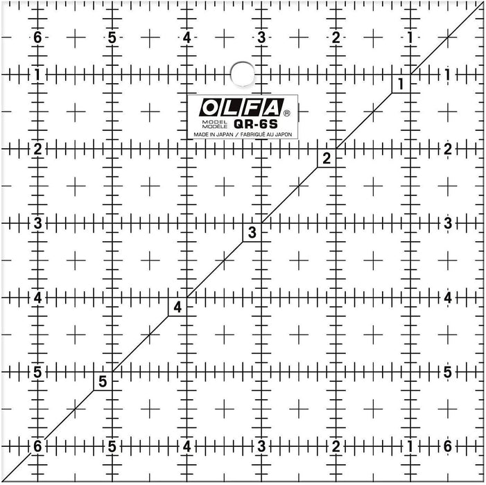 OLFA 1071798 QR-6S 6-1/2-Inch Square Frosted Advantage Acrylic Ruler