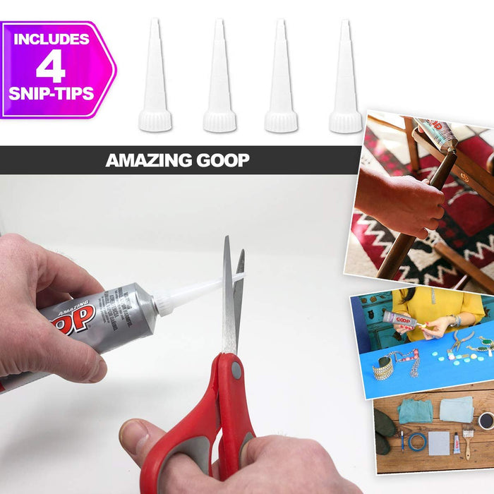 Amazing Goop All Purpose Glue 3.7 Ounce (109.4mL) Tube Industrial Strength Adhesive Dries Clear, 4 Snip Tip Applicator Tips and Pixiss Spreader Tools Set