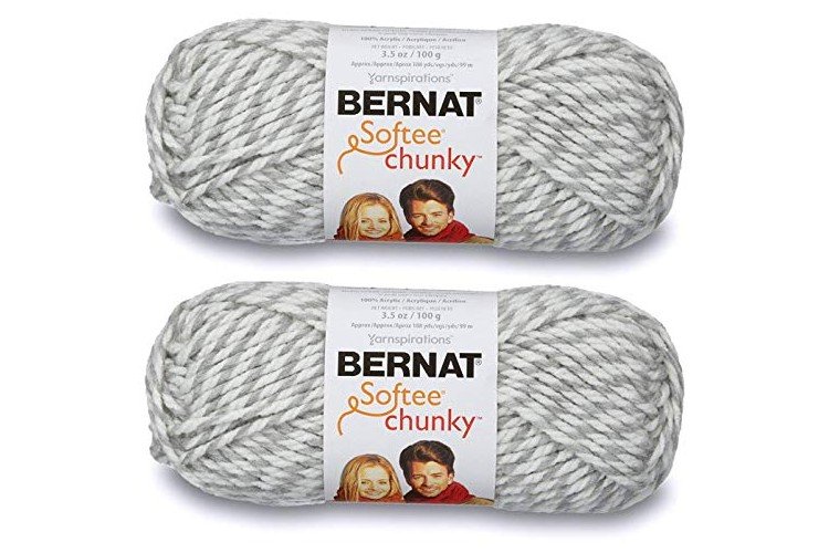 2-Pack Bernat Softee Chunky Yarn, Grey Ragg, Single Ball- Default Title Default Title