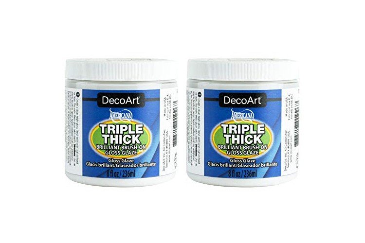 2-Pack Bundle - DecoArt Triple Thick Gloss Glaze (Jar) - 8-Ounces Each