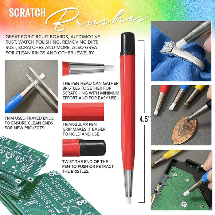 Pixiss Scratch Brush Refills, 24 Pack, Premium Fiberglass, Jewelry Making, Metal Polishing, and Finish Refills