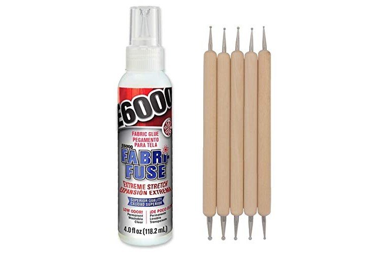 E6000 Fabri-Fuse Fabric Adhesive Glue (4-Ounce), for Rhinestones, Gems,  5-Pack Pixiss Wooden Handle Stylus Applicator Pens