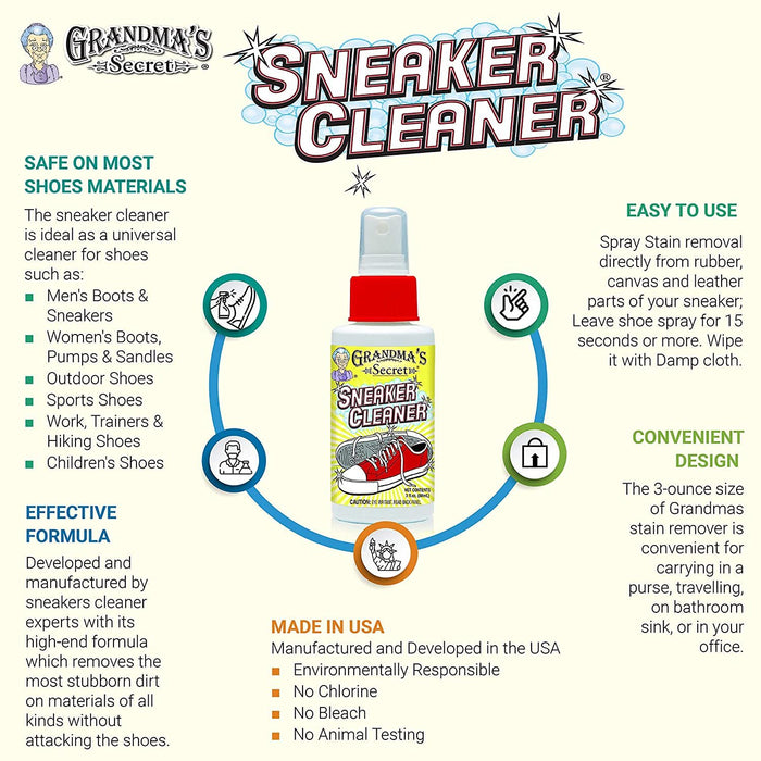 Grandma's Secret Sneaker Cleaner Shoe Cleaner for Rubber, Canvas