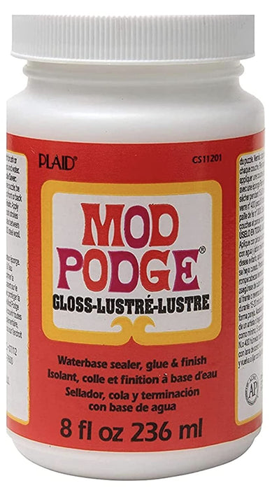 Decoupage Kit | Set 8oz Bottles of Mod Podge Waterbase Sealer/Glue/Finish (Matte + Gloss Finish) | 4pk Foam Brush Set