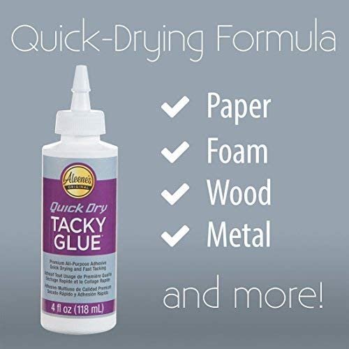 Aleene's Quick Dry Tacky Glue 4oz, School Glue Supplies, Fast Dry Adhesive