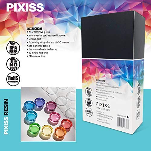 Easy Cast Clear Casting Epoxy Resin 8 Ounce Kit Castin Craft Casting Epoxy,  Clear Glass Smooth, Pixiss 15 Colors Resin Tinting Mica Powders Assorted