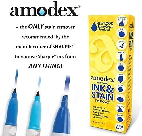 amodex Ink and Stain Remover – Cleans Marker, Ink, Crayon, Pen, Makeup from Furniture, Skin, Clothing, Fabric, Leather - 1 Ounce