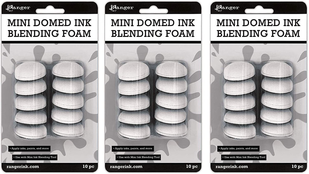 Ranger Mini Ink Blending Tool Domed Replacement Foams, Bundle of 3 Packages, 30 Foams Total