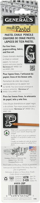 General Pencil GEN-4414-2BP 2 Piece Multi-Pastel Chalk Pencils, White