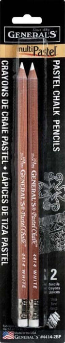 General Pencil GEN-4414-2BP 2 Piece Multi-Pastel Chalk Pencils, White