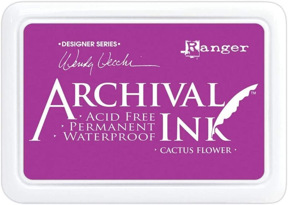 Ranger - Wendy Vecchi Archival Ink Pads - 5 Item Bundle - Cactus Flower, Garden Patina, Sunflower, Leaf Green, Red Geranium