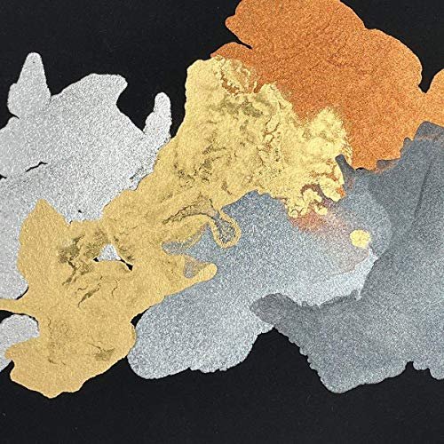Metallic Alcohol Ink Set, Gold Alcohol Ink, Silver, Gunmetal, Copper, Pearl, Alcohol Ink Metallic Mixatives with Extreme Shimmer for Alcohol Ink Paper, Large 0.5 Ounce Inks…