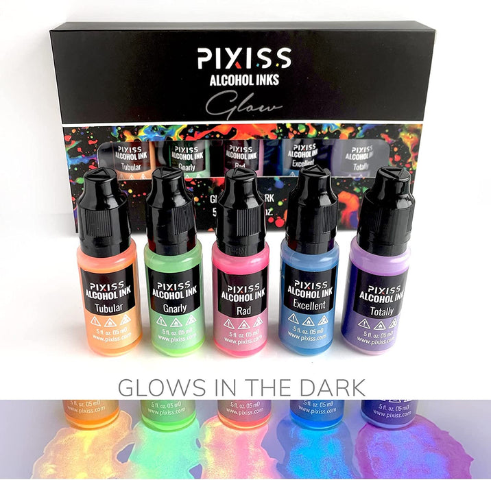Glow in The Dark Resin Pigment - 5 Vibrant Colors Concentrated Glow in The Dark Alcohol Ink, Concentrated Epoxy Resin Colour Dye Great for Petri Dish, Coaster, Painting, Tumbler Cup Making(15ml Each)