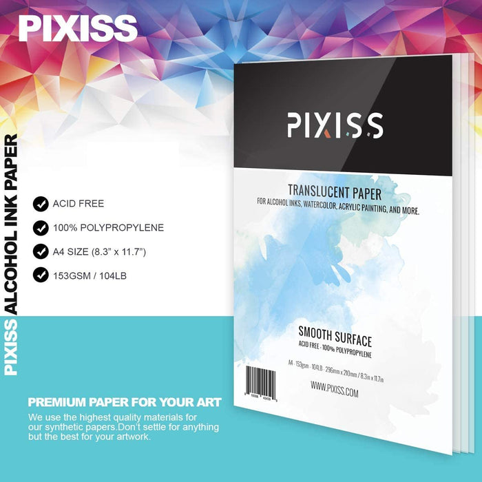 Pixiss Alcohol Ink Paper 50 Sheets Heavy Weight Paper for Alcohol Ink &  Watercolor, Synthetic Paper A4 8x12 Inches 210x297mm, 300gsm 