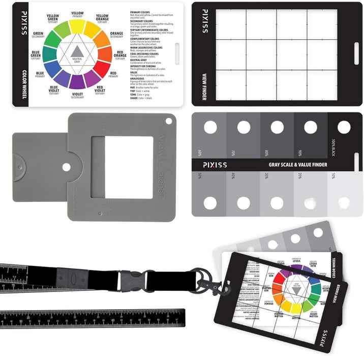 Artist Viewfinder and Color Checker Passport with Lanyard (Measures up to 31") – Pocket Color Wheel, Gray Scale Value Finder, White Balance Card for Camera Accessories for Photography