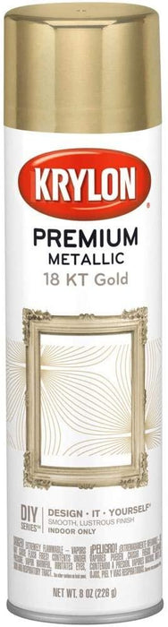 Krylon Gold Metallic Spray Paint 18K Gold 8-Ounce, Snap and Spray Paint Can Handle Sprayer Tool, Blue Multi-Surface Painters Tape