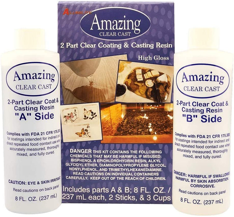 Alumilite Amazing Clear Cast 10590, 8 Oz of Clear Coating and 8 Oz of Casting Resin