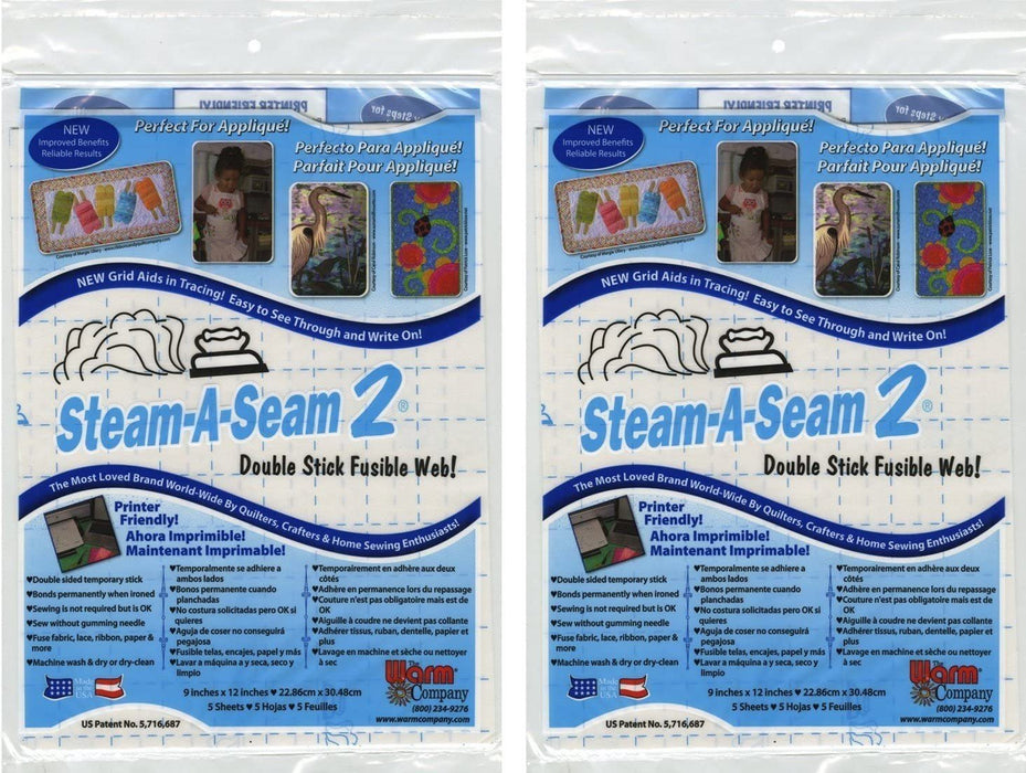 Steam-A-Seam 2 Double Stick Fusible Web-9X12 5/Pkg — Grand River Art  Supply