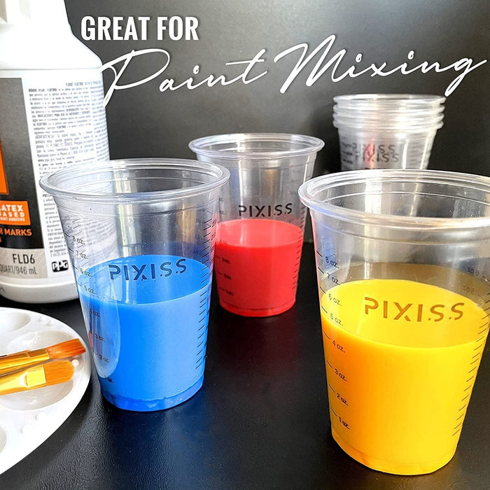 Resin Mixer Epoxy Mixer Paddles - 20 Graduated Mixing Cups & 3 Reusable Pixiss Multipurpose Bidirectional Paint Stirrer for Drill Epoxy & Paint Mixer Drill Attachment - Paint Stirrers Epoxy Stirrer