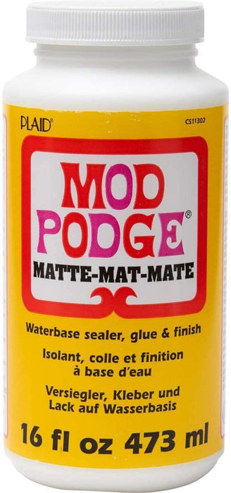 Mod Podge Complete Decoupage Kit-Two 16oz Bottles Waterbase Sealerglue (Matte Gloss Finish) with 4-pk Foam Brush Set, Clear