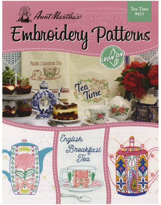 Aunt Martha's Designs Embroidery Transfer Pattern Book, Over 25 Iron On Patterns