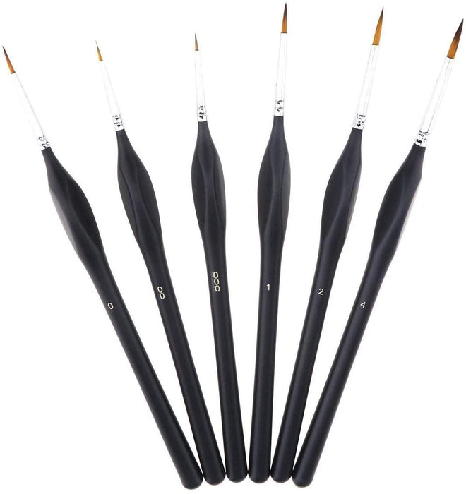 Small Paint Miniature Brushes Fine Tip 6pc 000 Paintbrushes Set for Model Craft Warhammer Airplane Kits Micro Detail Hobby Painting