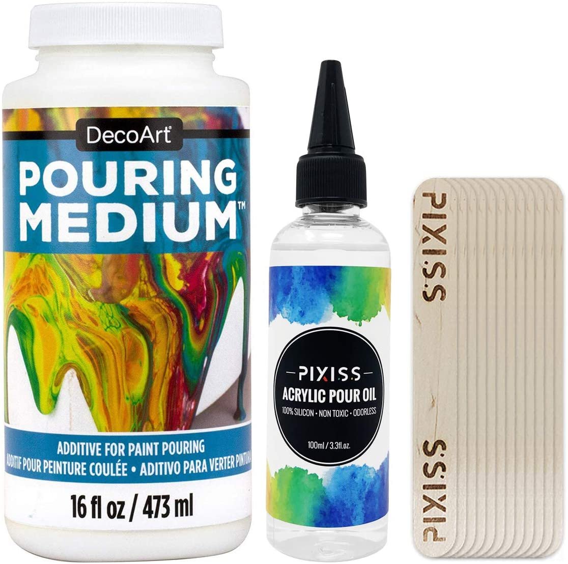 Decoart Pouring Medium 16-Ounce and Pixiss Acrylic Pouring Silicone Oi —  Grand River Art Supply