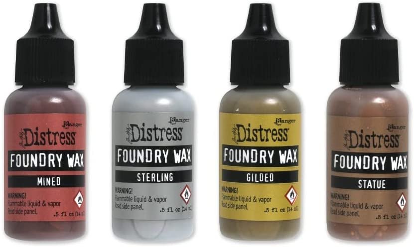 Bundle Tim Holtz Distress Foundry Wax Kit Ranger Ink Gilded, Mined, Sterling, Statue