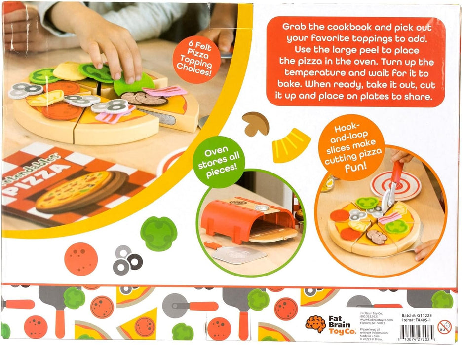 Fat Brain Toys Pretendables Backyard Pizza Oven Set - Pretend Playset with Storage, 3+