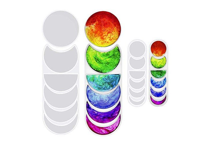 Pixiss Moon Phase Resin Epoxy Molds, Silicone Crescent Molds, Full Moon, Young Moon, for Making Wall Hanging Decorations and More. 2 Sizes Included