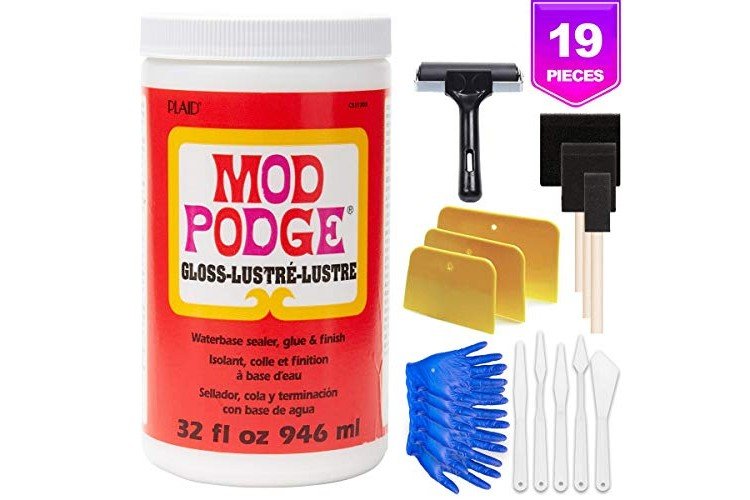 Mod Podge CS11303 Waterbase Sealer, Glue & Decoupage Finish, 32 oz, Matte, Pixiss Accessory Kit with Brayer, Gloves, Spreaders, Brushes