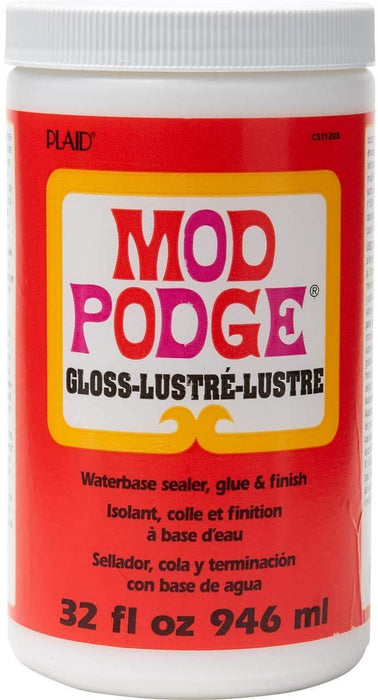 Mod Podge CS11303 Waterbase Sealer, Glue & Decoupage Finish, 32 oz, Matte, Pixiss Accessory Kit with Brayer, Gloves, Spreaders, Brushes