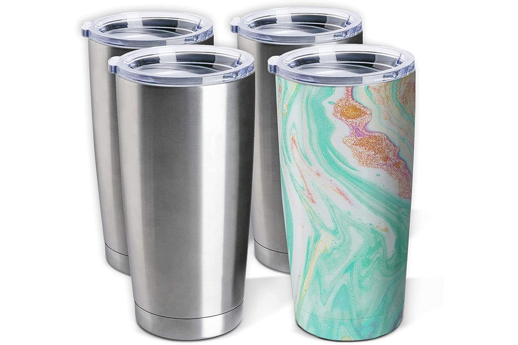 Stainless Steel Tumblers Bulk 20oz Double Wall Vacuum Insulated by Pixiss | Bulk Cup Coffee Mug with Lid, Travel Mug Works Great for Ice Drink, Hot Beverage | Perfect for Epoxy Glitter Tumblers