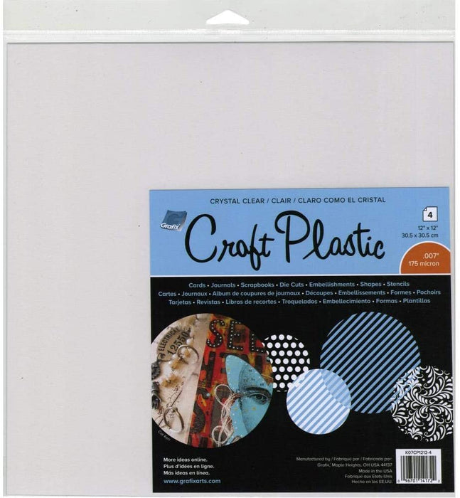 Grafix Craft Plastic Sheets 12"X12" 4/Pkg-Clear .007