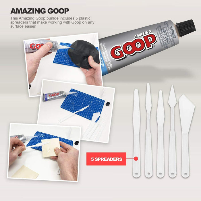 Amazing Goop All Purpose Glue 3.7 Ounce (109.4mL) Tube Industrial Strength Adhesive Dries Clear, 4 Snip Tip Applicator Tips and Pixiss Spreader Tools Set
