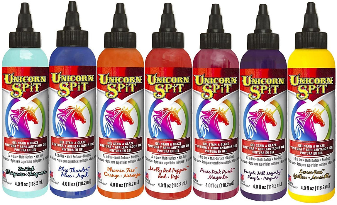 Unicorn SPiT Sunset Collection 4 OZ- Lemon Kiss, Phoenix Fire, Molly Red Pepper, Pixie Punk Pink, Purple Hill Majesty, Blue Thunder and Zia Teal