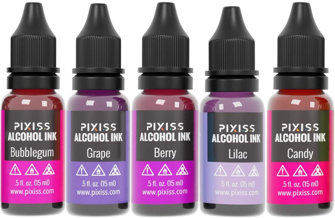 Pixiss Purples Alcohol Inks Set, 5 Highly Saturated Purple Alcohol Inks for  Resin