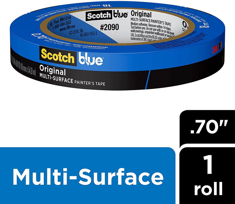 ScotchBlue Original Multi-Surface Painter's Tape, .70 inches x 60 yards, 2090, 1 Roll