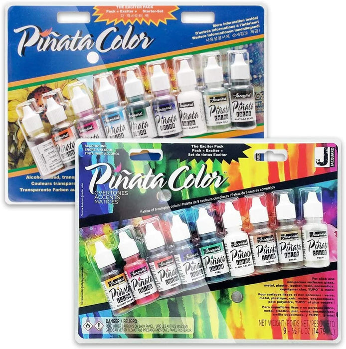 Jacquard Pinata 2-Pack Bundle - New Colors Jacquard Pinata Overtones Exciter Pack & Jacquard Pinata Color Exciter Pack, Pixiss Alcohol Ink Blending Tools