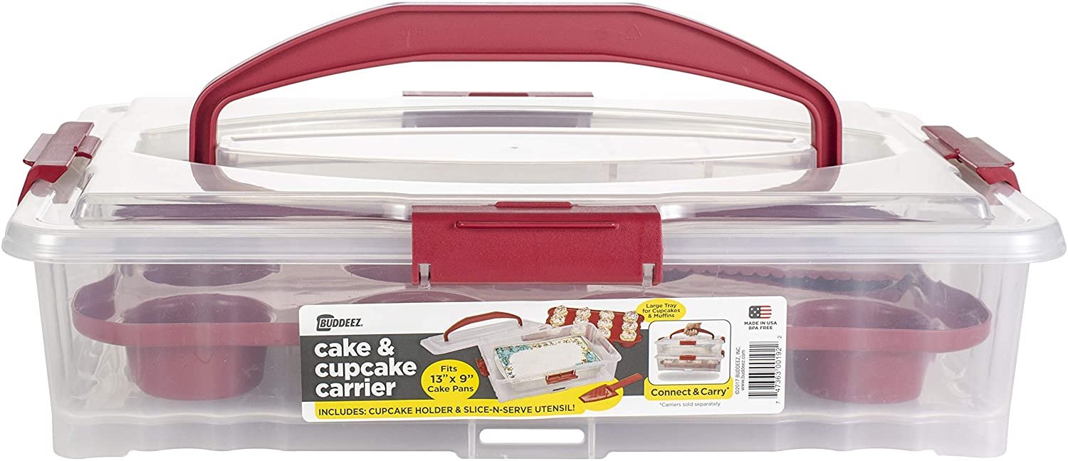 Buddeez 19202R Cake and Cupcake Carrier, 1 Count (Pack of 1), Red