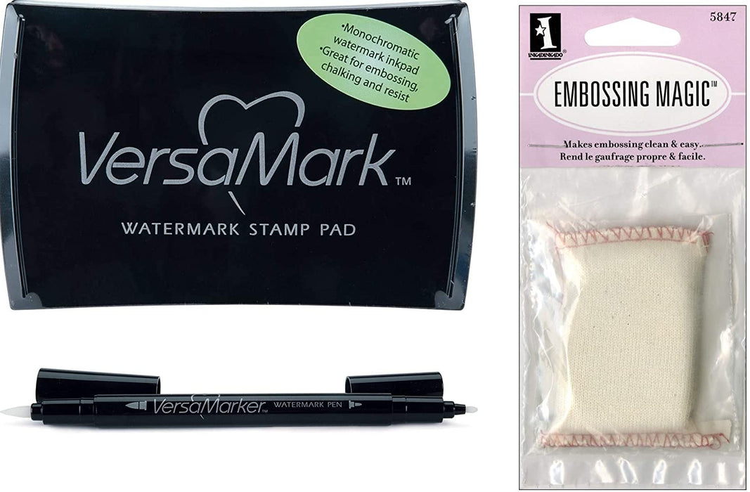 Embossing Essentials Bundle: VersaMark Watermark Ink Stamp Pad, Versamarker  and Inkadinkado Embossing Powder Tool