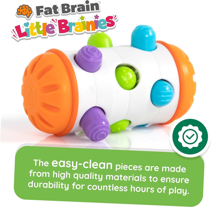 Fat Brain Toys Rolio - Sensory Tummy Time and Rattle Toy for Babies Ages 6 Months+