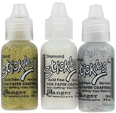 Stickles Glitter Glue Bundle of 3 Colors | Silver, Diamond, and Gold | Craft Glitter Glues