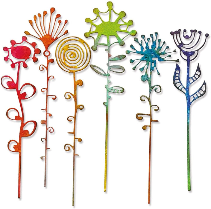 Sizzix Thinlits Die Set 6PK Artsy Stems by Tim Holtz | 665846 |Chapter 2 2022, Multicolor
