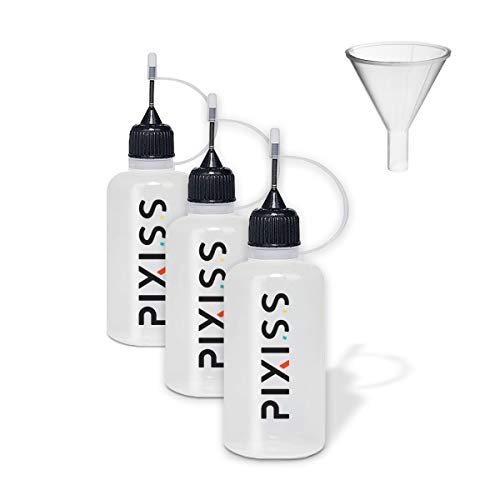 Pixiss White Alcohol Ink 4-Ounce, Pixiss (3) 20ml Needle Tip Applicator Bottles and Funnel, Bundle for Yupo and Resin