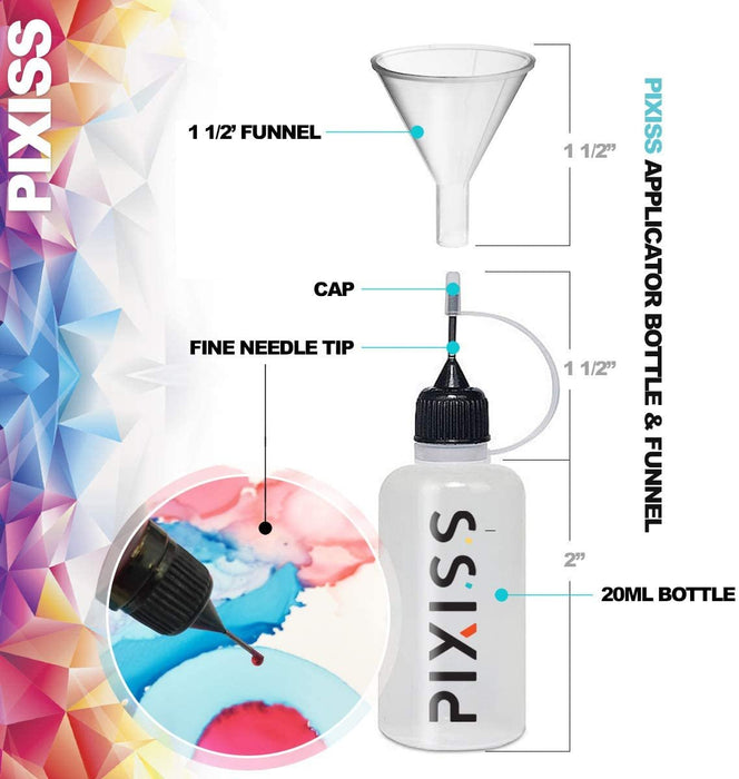 Pinata Alcohol Ink 4-Ounce, Pixiss 20ml Needle Tip Applicator Bottle and Funnel, Bundle for Yupo and Resin