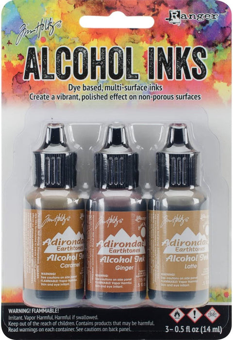 Adirondack Earthtones Alcohol Ink 5 Ounces 3 Pkg Cabin Cupboard Caramel Ginger Latte Colors